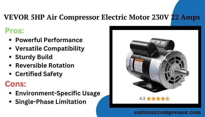 VEVOR 5HP Air Compressor Electric Motor 230V 22 Amps