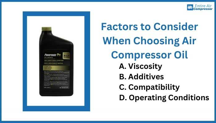 Factors to Consider When Choosing Air Compressor Oil